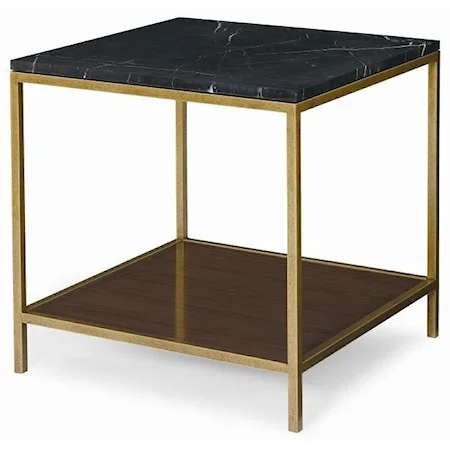 McCobb Square End Table with Black Marble Top
